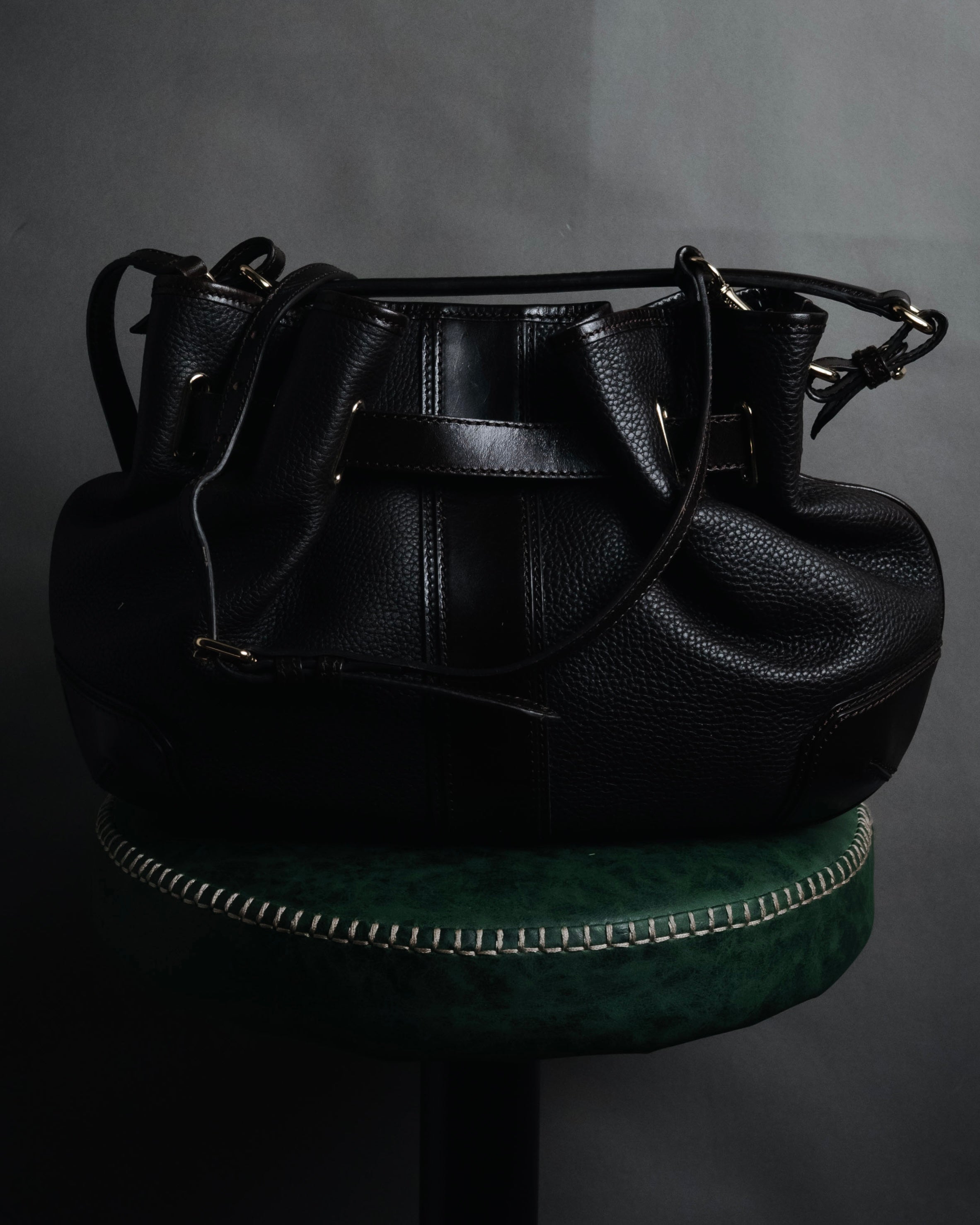 "BURBERRY" 09’s-18’s Leather bucket house check lining bag