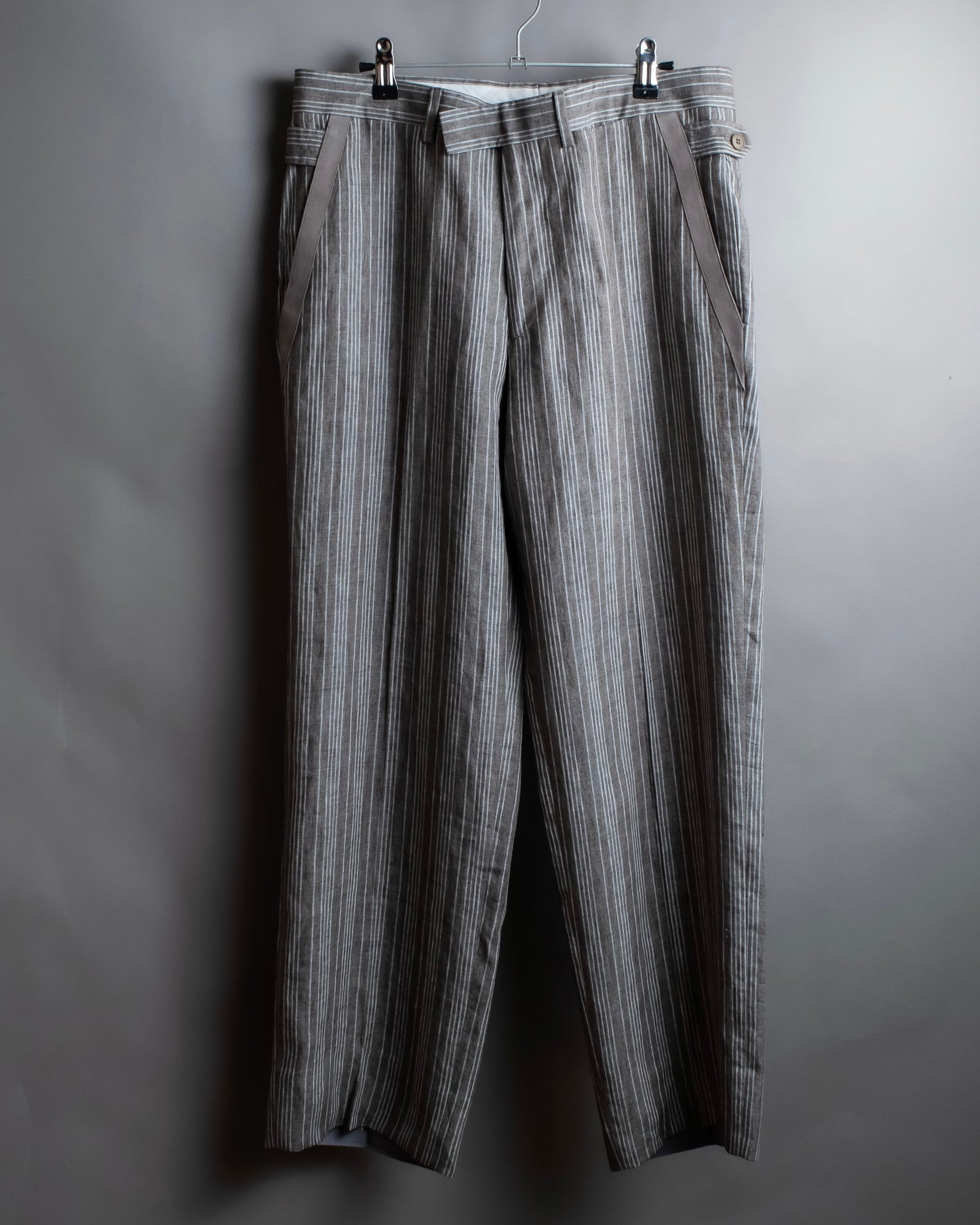 "HERMES" Multi stripe pattern wide tapered slacks