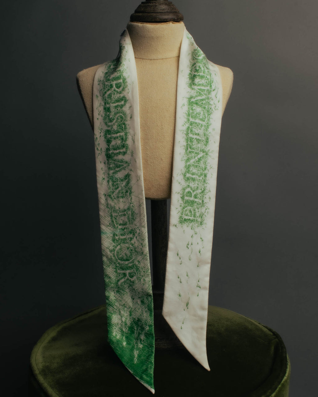 "DIOR" Green printed silk mitzah scarf