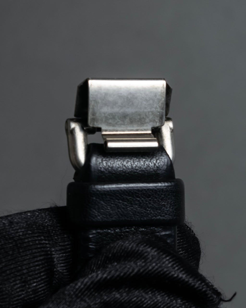 "PRADA" Logo engraved metal plate design leather bracelet