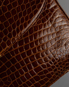 "Franco Parmiggiani" Turn lock design crocodile texture hand bag