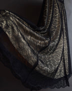 "LANVIN en Bleu" Flowers black lace layered skirt