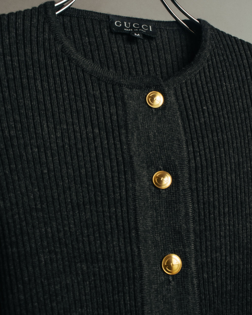 “GUCCI” 90’s-00’s Ribbed knit cardigan with gold buttons