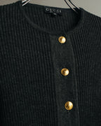 “GUCCI” 90’s-00’s Ribbed knit cardigan with gold buttons