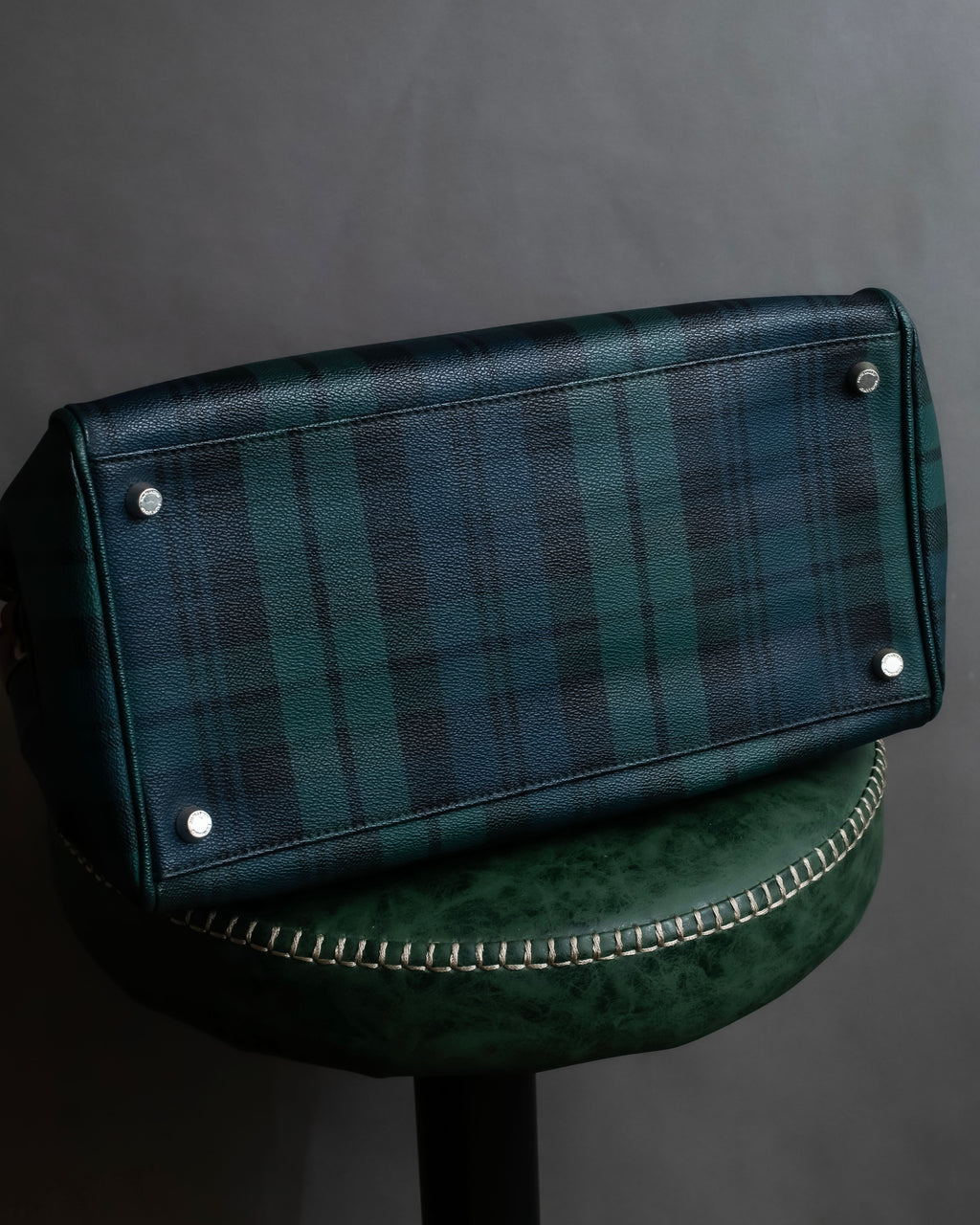 "Ralph Lauren" Blackwatch check canvas leather combination bag