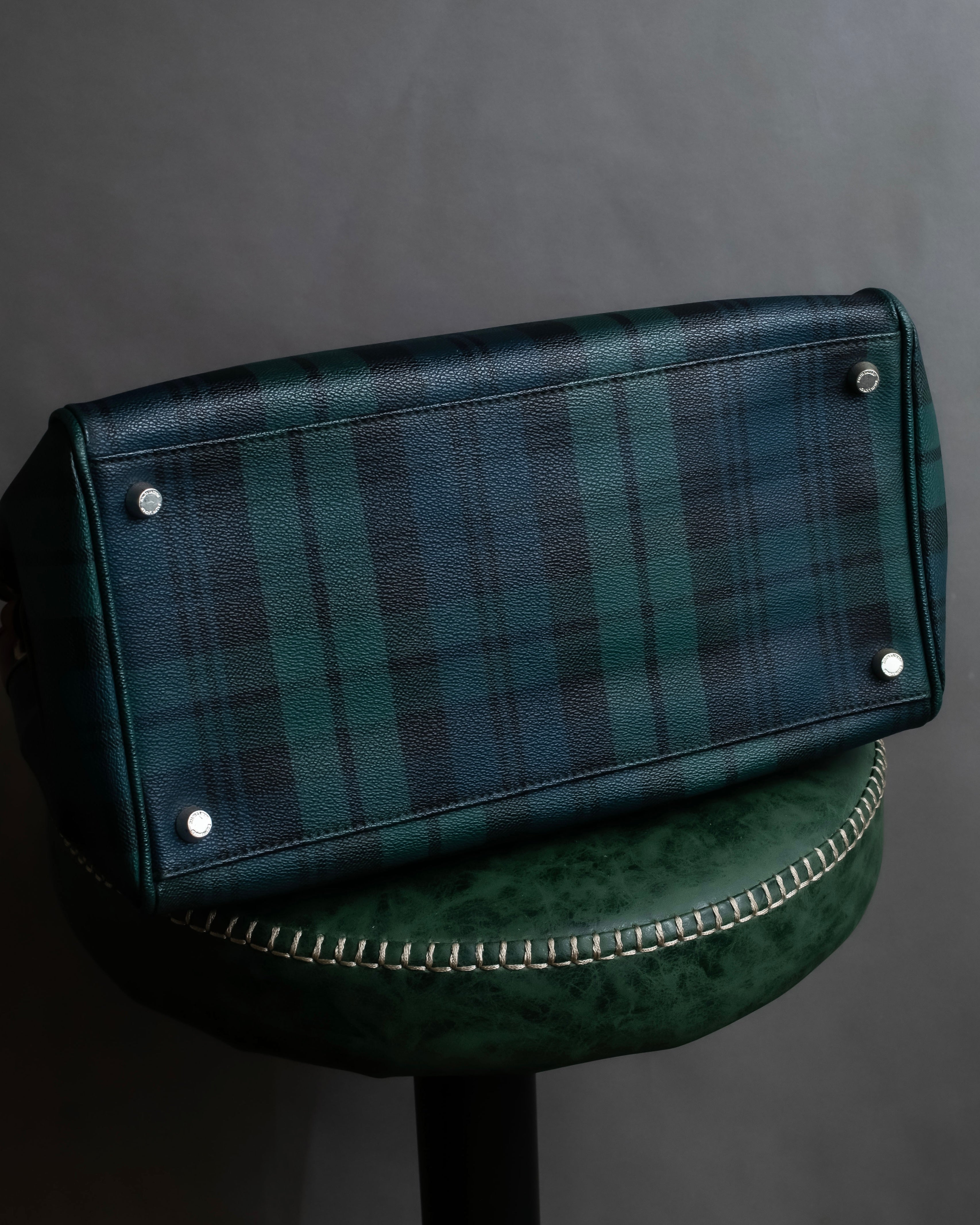 "Ralph Lauren" Blackwatch check canvas leather combination bag
