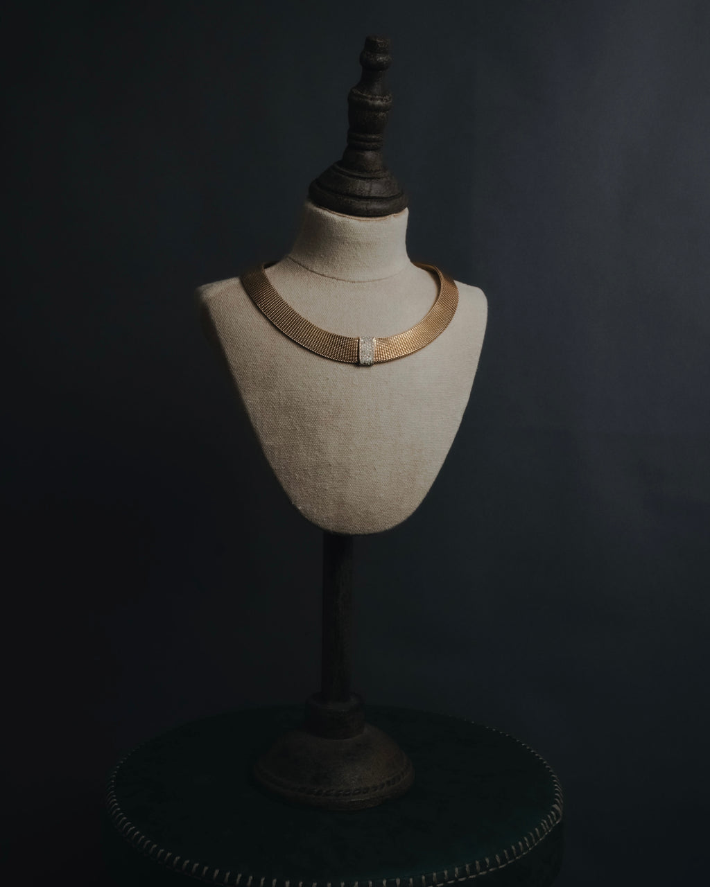 "Christian Dior" 80’s wide mesh pavé bar necklace