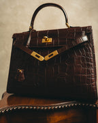 -SPECIAL- "CRISTIAN FLORENCE" 90's-00's Classic crocodile embossed leather structured top handle bag