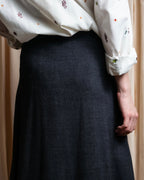 "Christian Dior" Front button design flare wool skirt