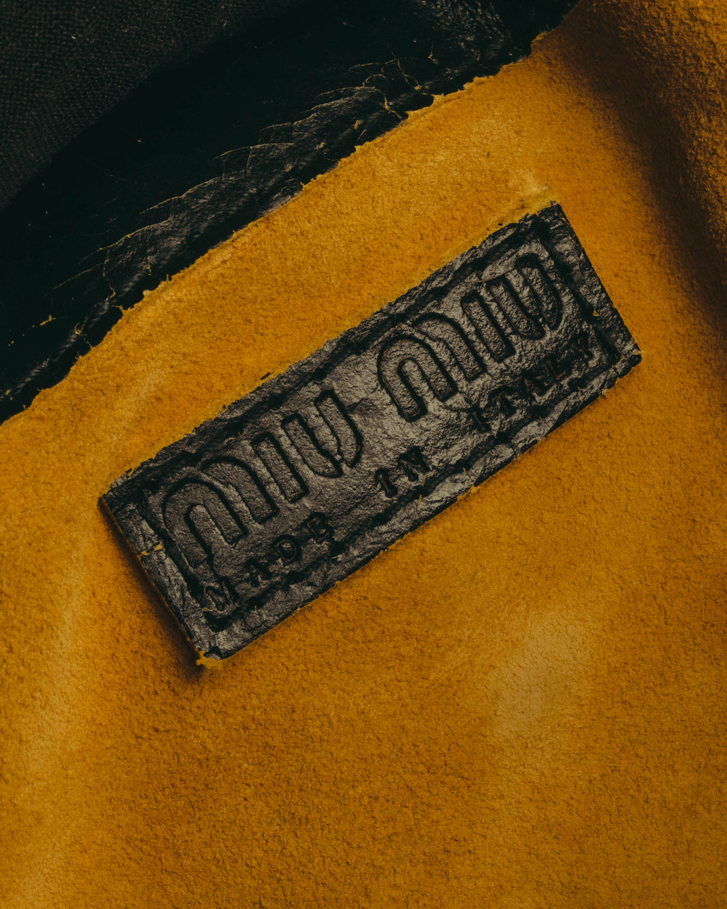 "Miu Miu" 90's-00's Cracked leather tote handbag