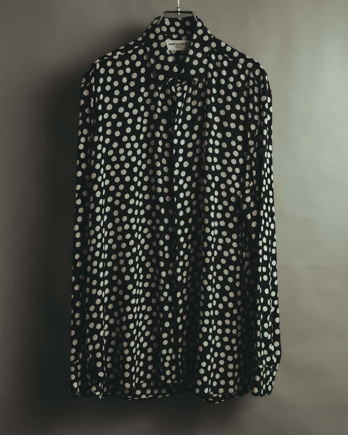 -SPECIAL- "Saint Laurent" 2019-2020 Polka dot silk long sleeve shirt