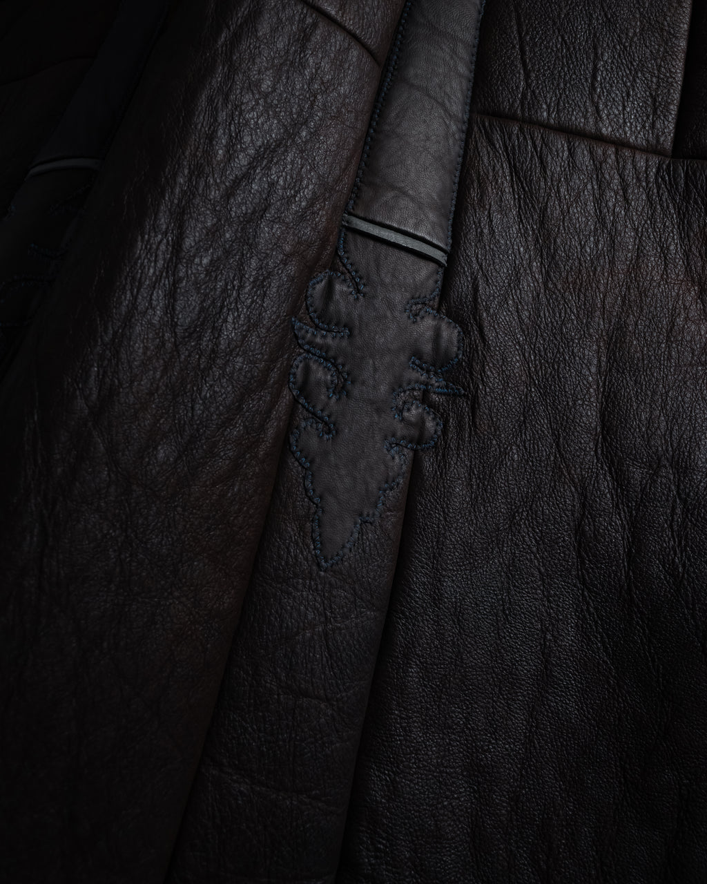 “KENZO” 80’s Folkloric shearling-lined leather long coat