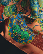 "GUCCI" Late 70's-early 90's oriental motif silk scarf