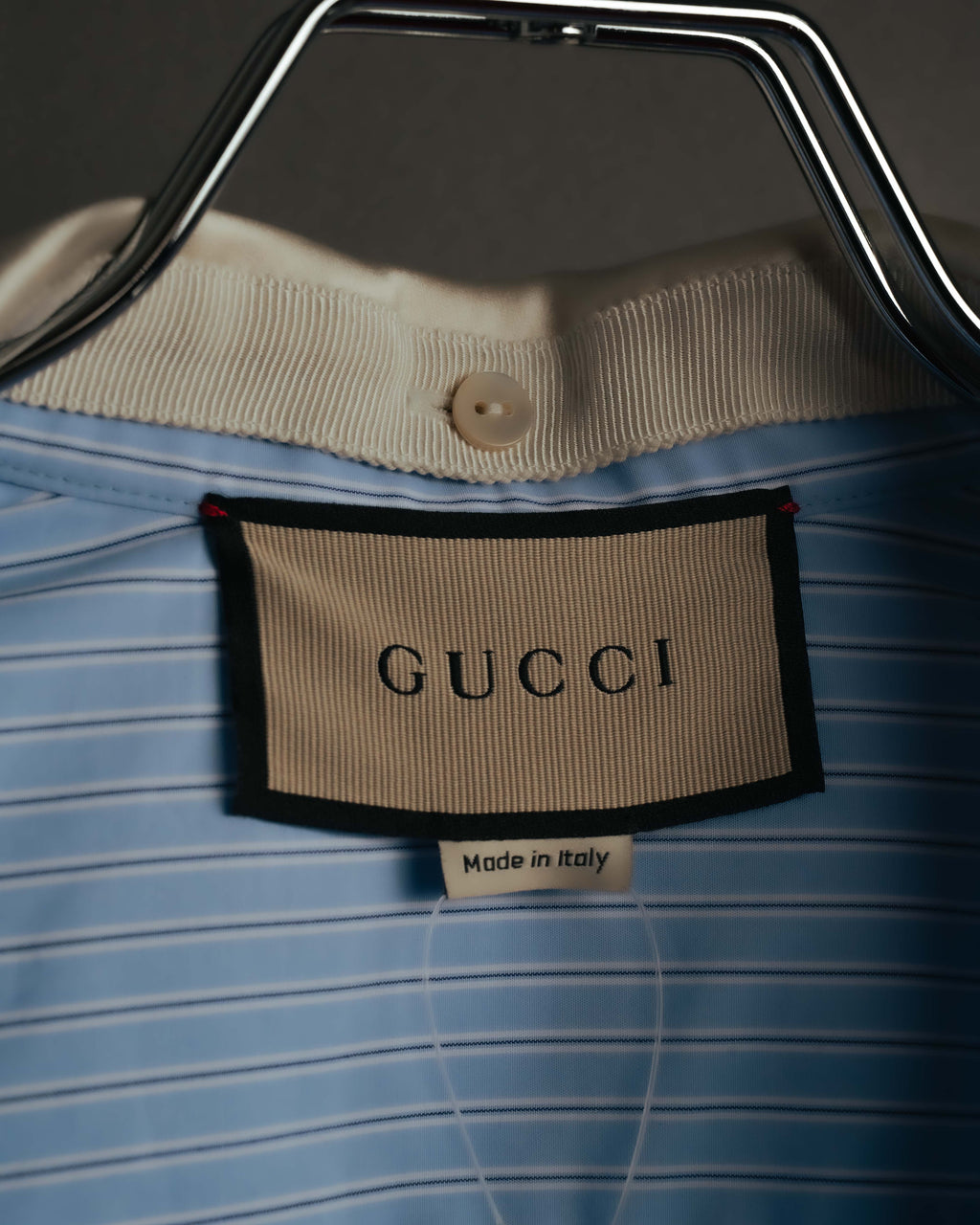 -SPECIAL- "GUCCI" 2010's-20's Pearl embellished detachable collar striped long shirt