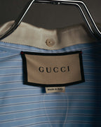 -SPECIAL- "GUCCI" 2010's-20's Pearl embellished detachable collar striped long shirt