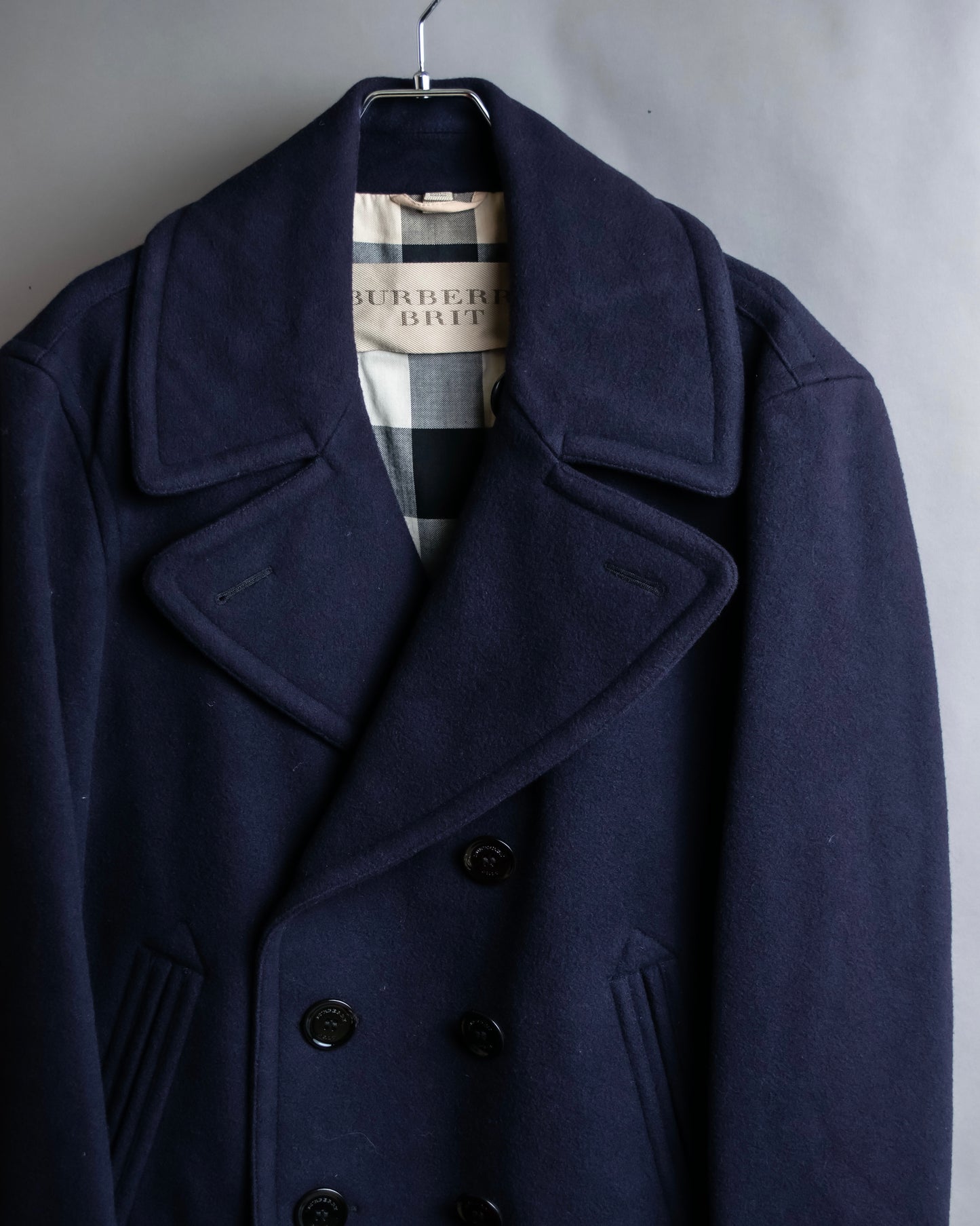 "BURBERRY BRIT" Double breasted wool melton pea coat