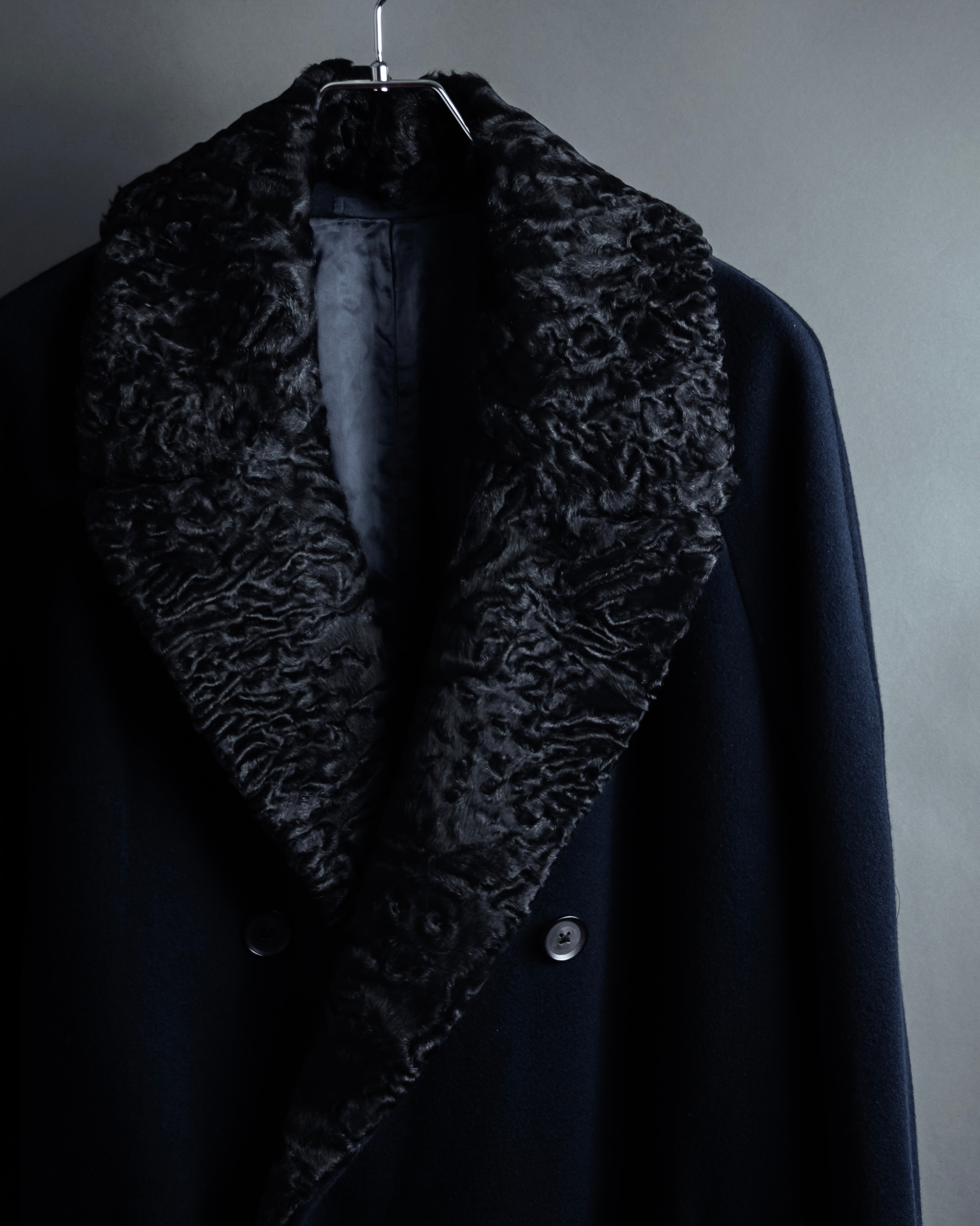 -SPECIAL- "CARUSO"
 Fur collar design belted melton coat