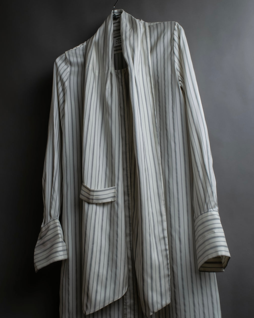 "MAISON MARGIELA" 16SS bowtie design striped long shirt