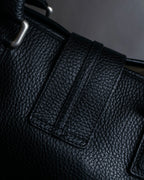 "BURBERRY" Silver stud design grained leather one-handle bag