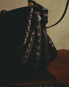 “BOTTEGA VENETA” 10’s Iridescent calfskin intrecciato trim crossbody bag