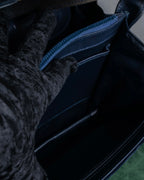 "GUCCI" Dark navy suede leather shoulder bag