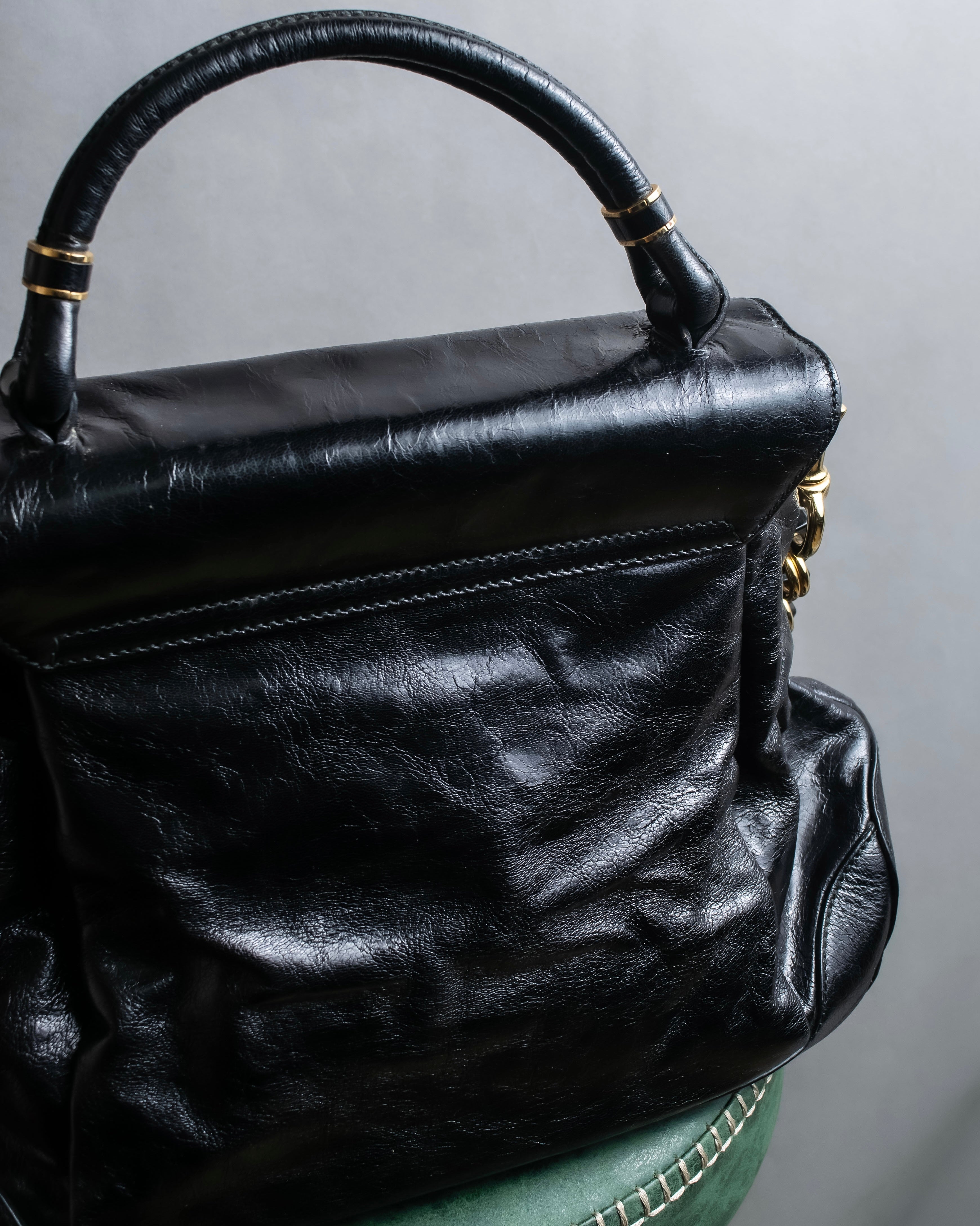 "DOLCE &amp; GABBANA" Gold chain two-way leather bag