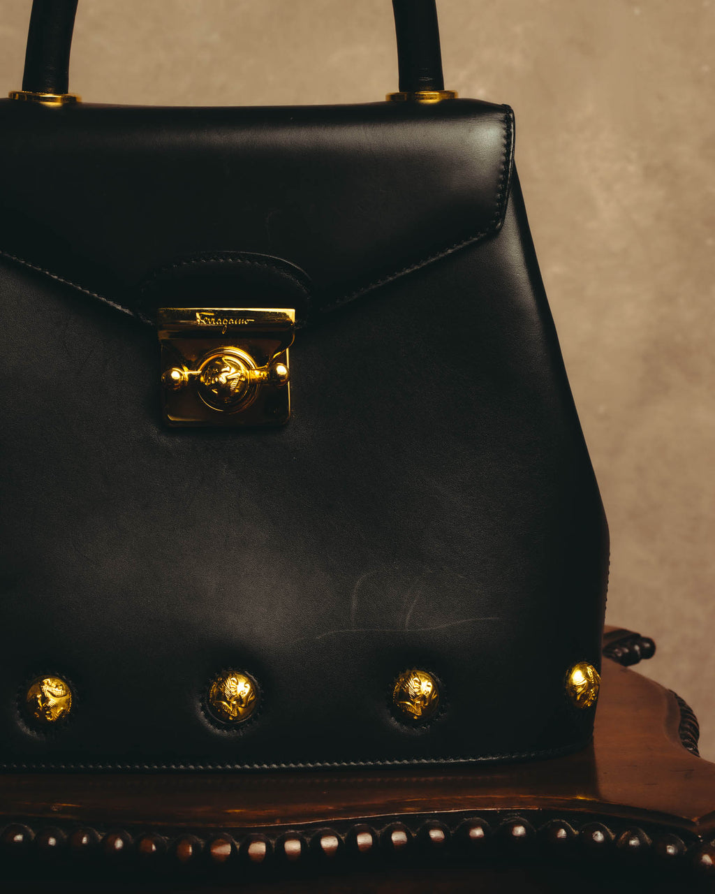 "Salvatore Ferragamo" 90's-00's Elegant leather 2 way handbag
