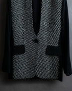 "Christian Dior" Jacquard switching design no-collar jacket