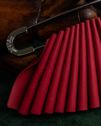 "LOEWE"  Red pleated motif safety pin brooch