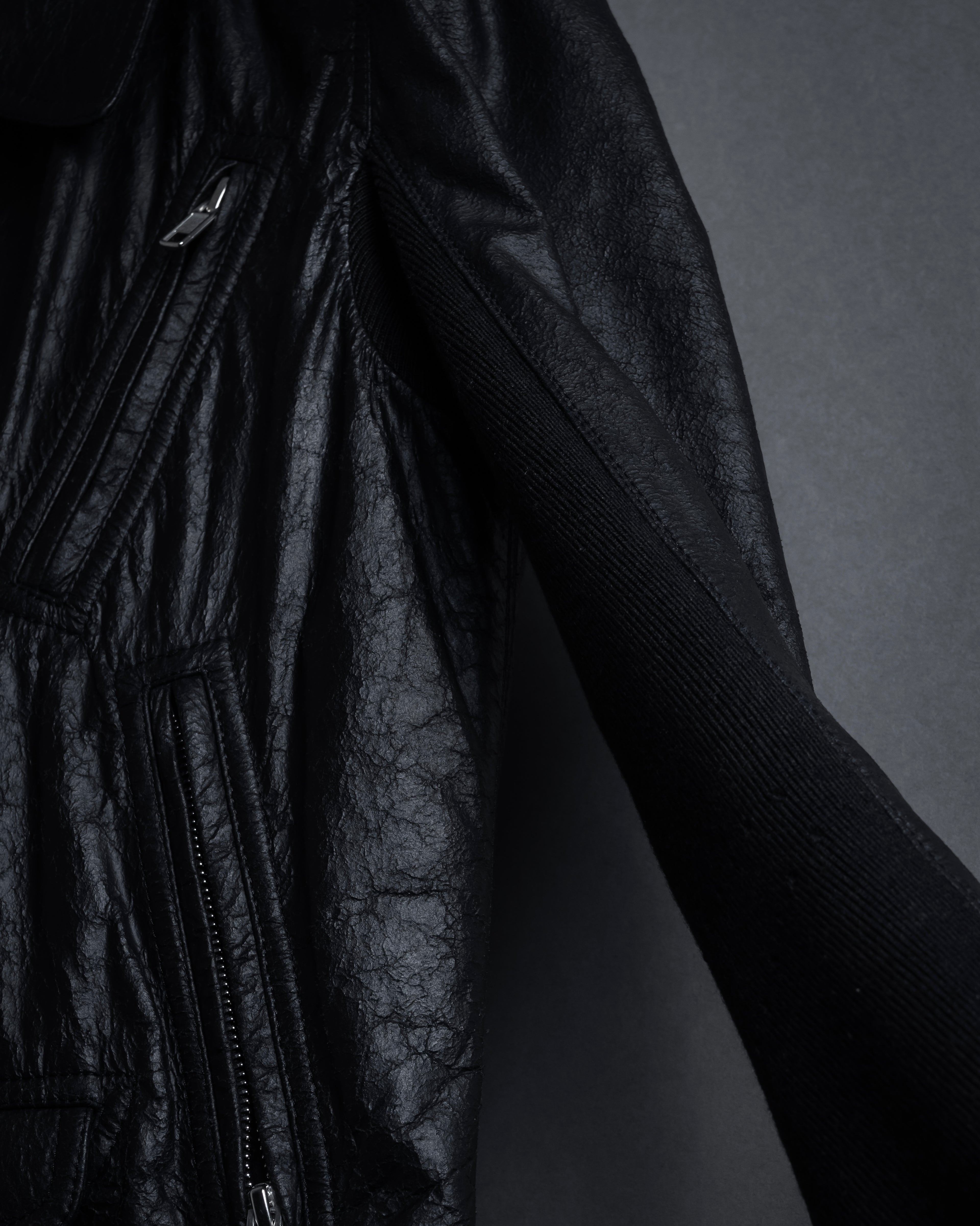 -SPECIAL- "Rick Owens" 15AW Beautiful wrinkles front zip leather jacket