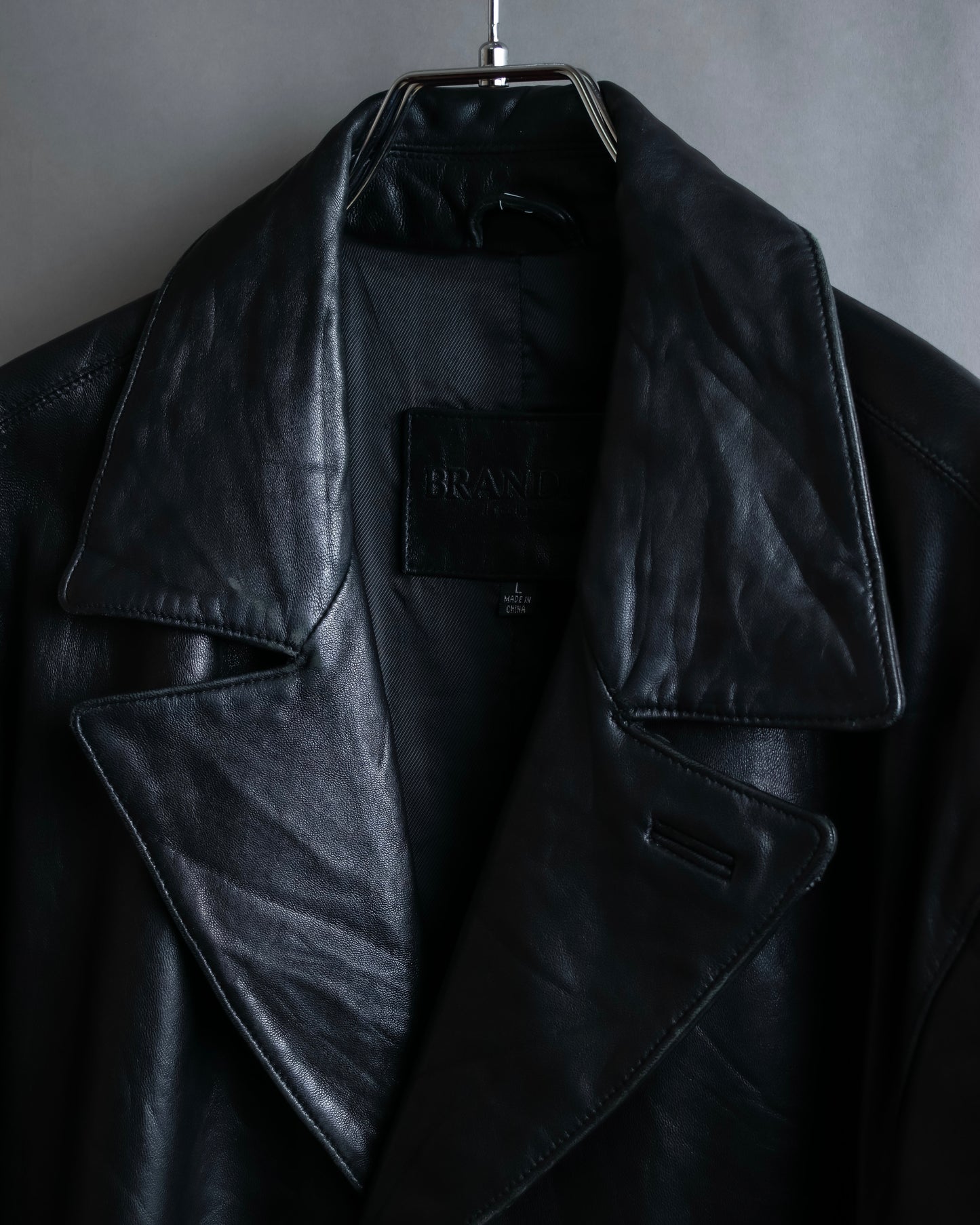 "Vintage lamb leather oversized tailored jacket"