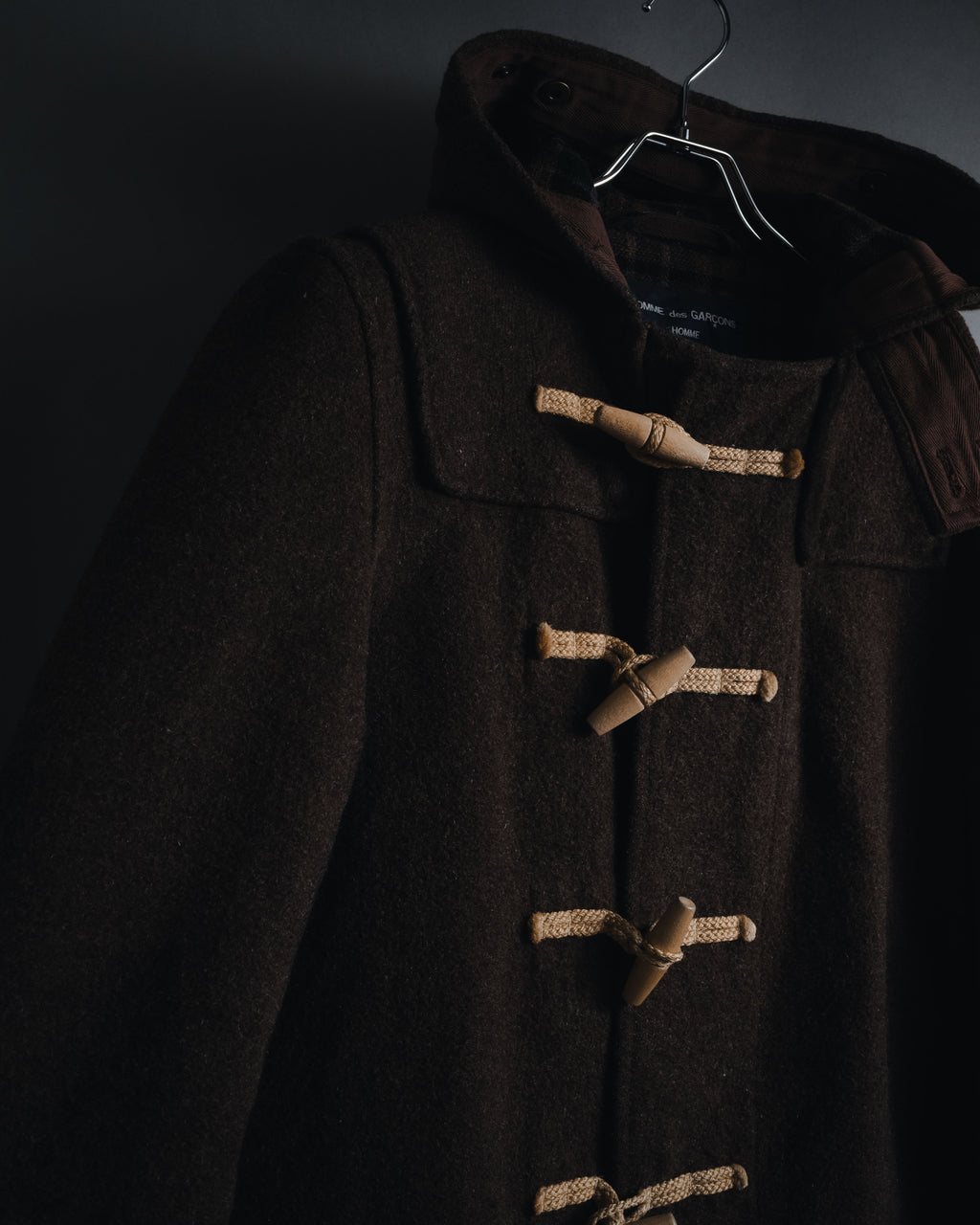 "COMME des GARCONS HOMME"
13AW Wool duffle coat with hood and toggle closures