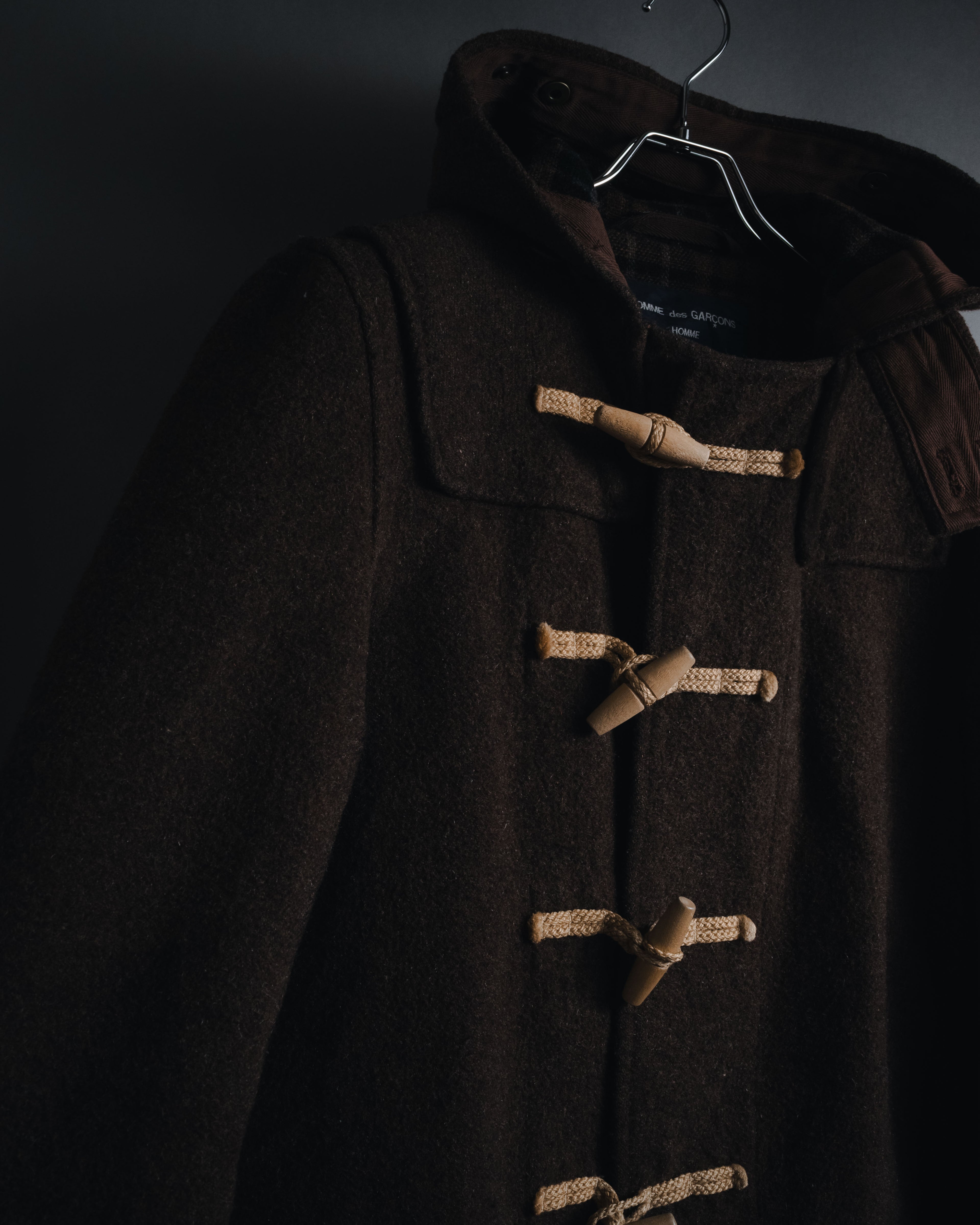 "COMME des GARCONS HOMME"
13AW Wool duffle coat with hood and toggle closures