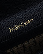 "YVES SAINT LAURENT" Cassandra logo engraved flap design leather bag