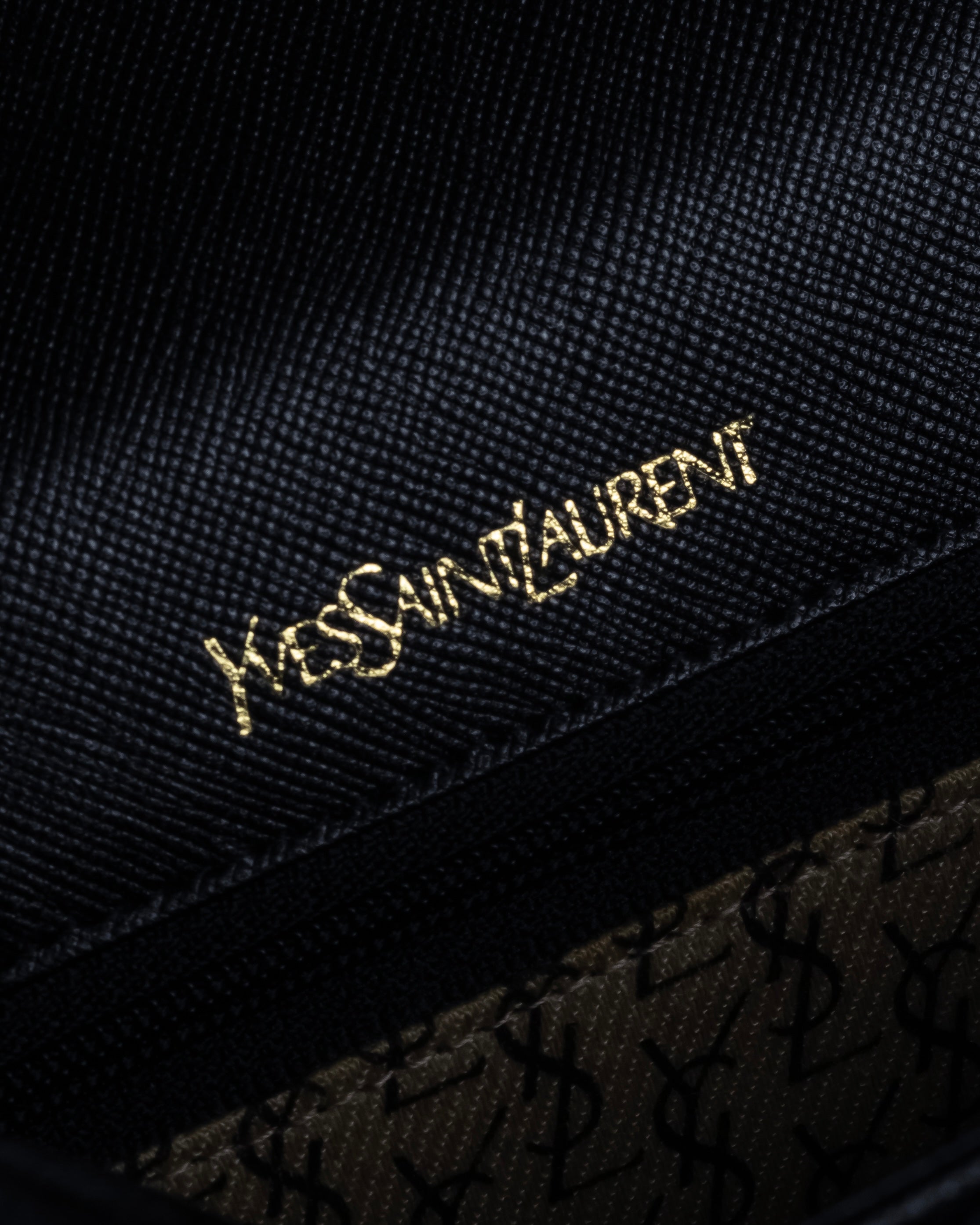 "YVES SAINT LAURENT" Cassandra logo engraved flap design leather bag