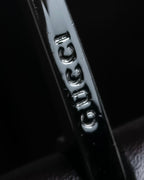 "GUCCI" Metal handle detail brown leather bag