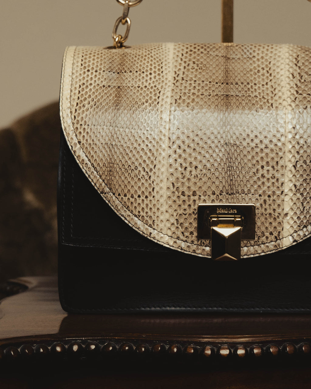 “Max Mara” Late 90’s-early 00’s exotic leather flap chain bag