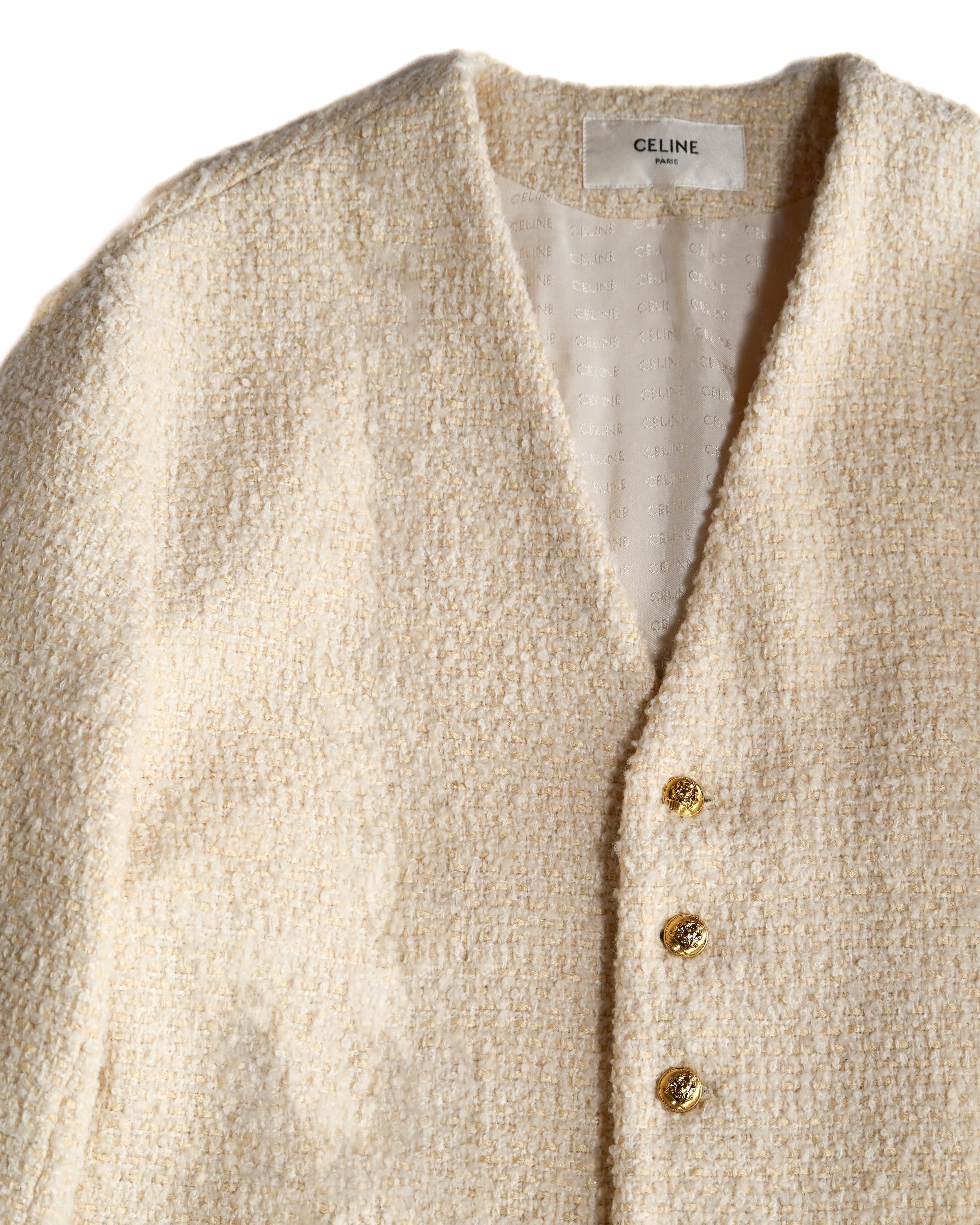 CELINE by Hedi Slimane  / 2022AW Oversized Tweed Jacket White