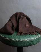 "KENZO" Chocolate brown color fringe muffler