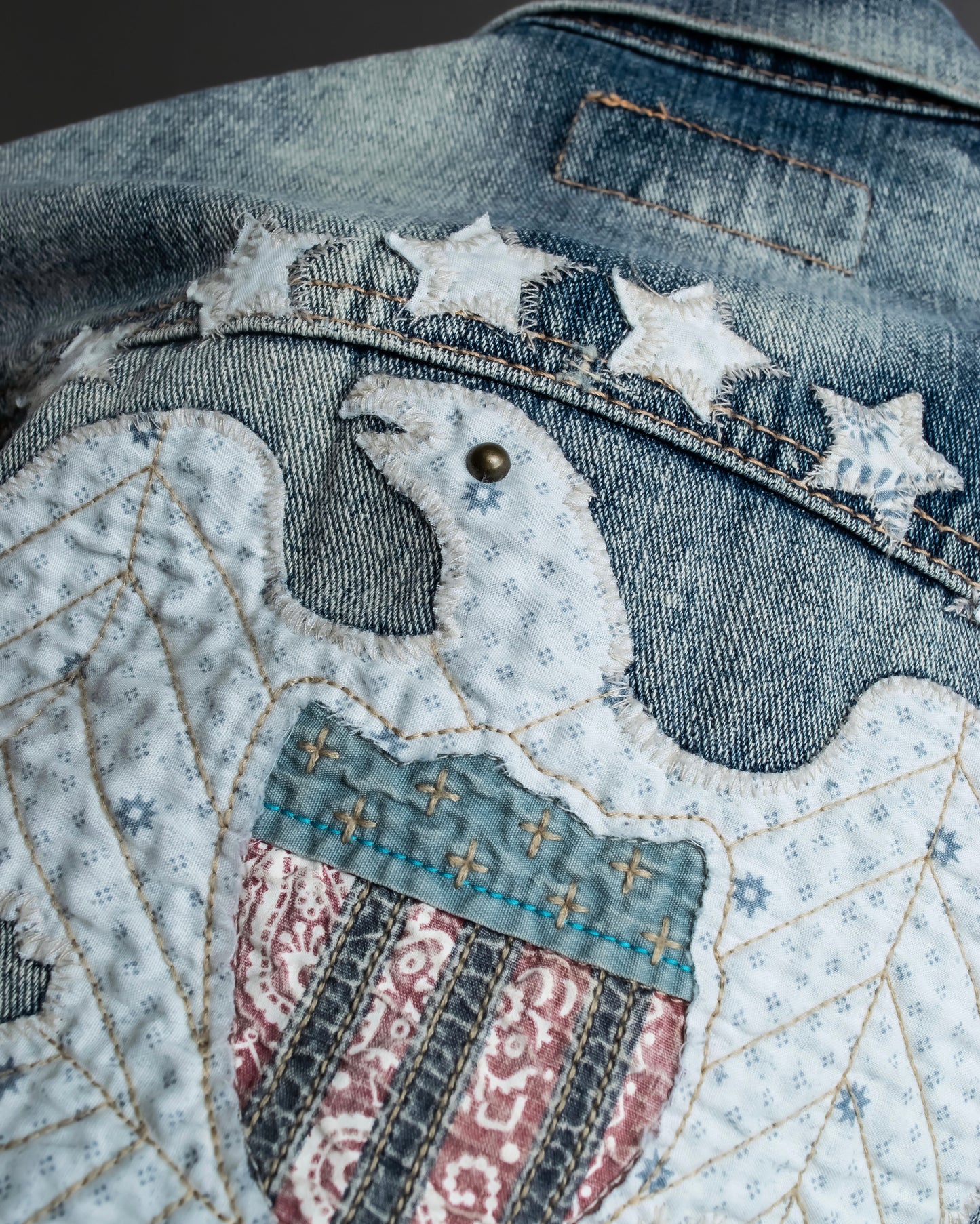 "Ralph Lauren" Eagle & star embroidered design denim jacket