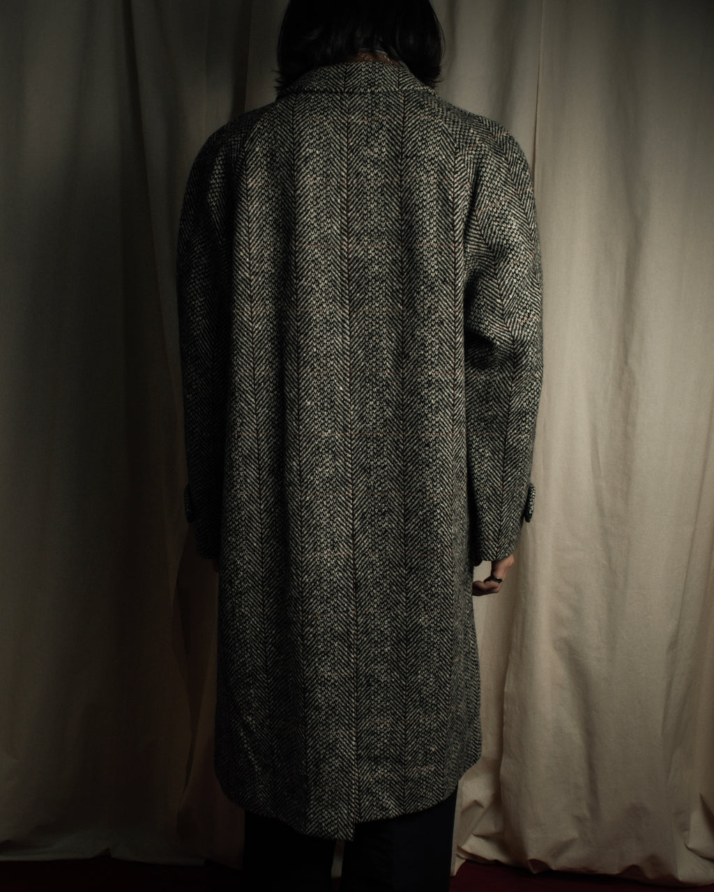 "BURBERRYS" British tweed fly front stand collar coat