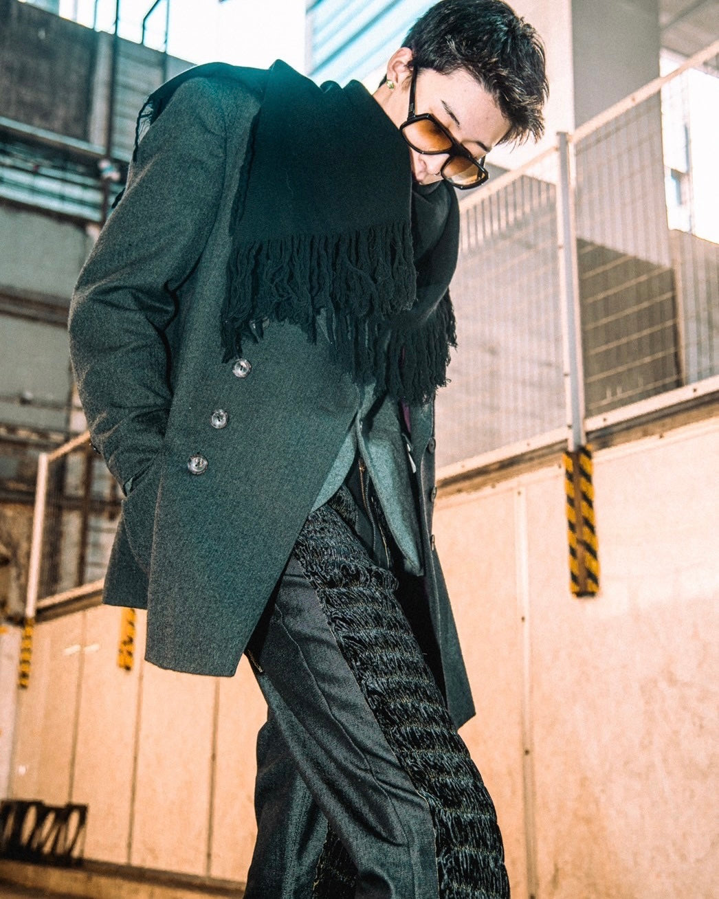 -REF process-
 Velour ruched bell bottoms