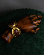 "LOEWE" Leather combination half moon gold bangle