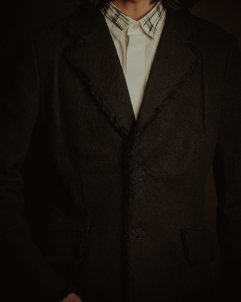 –SPECIAL– "Dior" 2024SS Embroidered grid-collar fly-front shirt