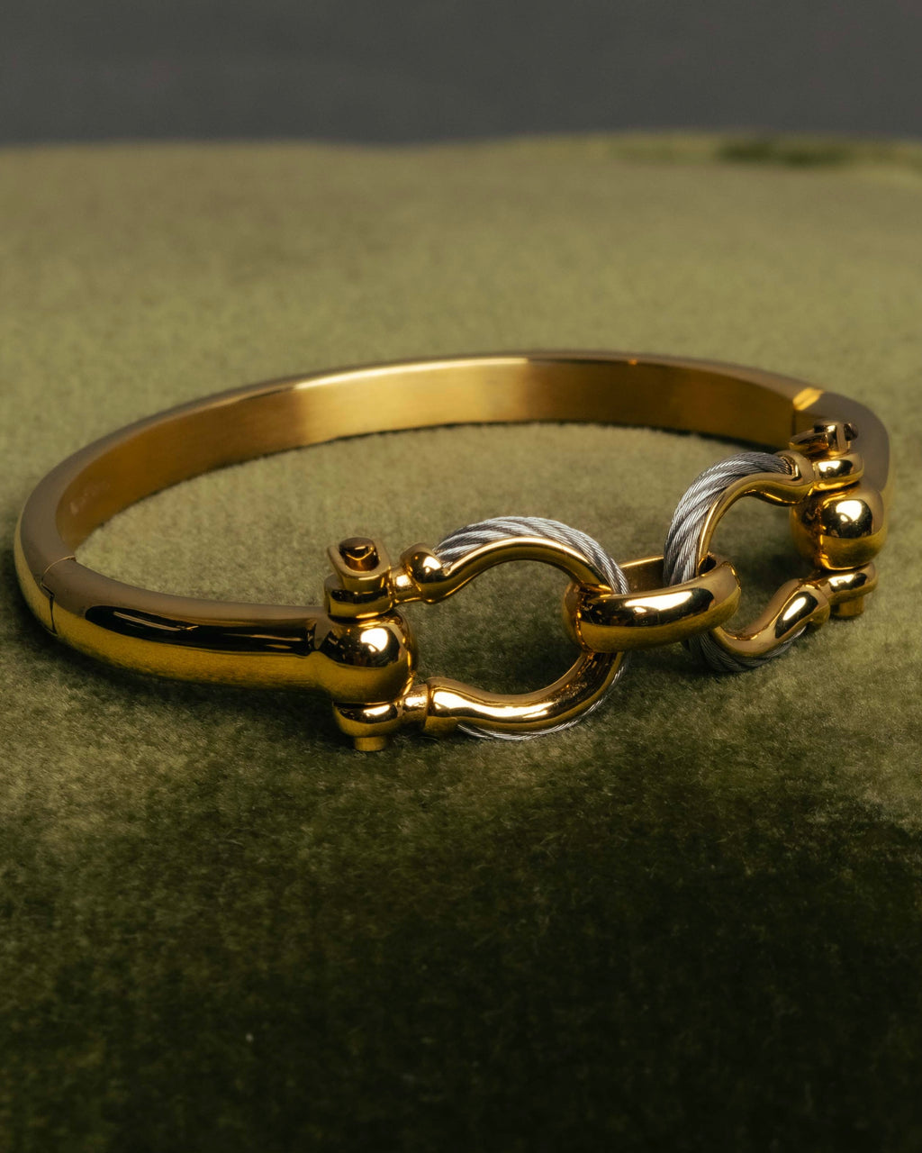 "CHARRIOL" 90's-00's Vintage PVD gold and steel cable link bangle