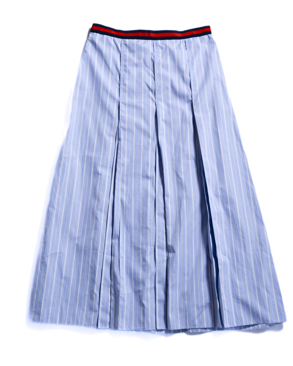 GUCCI/ 2022 Web Stripe Waist Pleats Skirt Blue