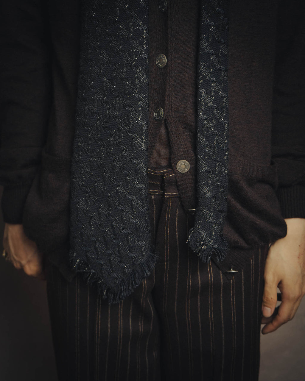 -SPECIAL- “CHANEL” 05Spring black tweed fringe necktie