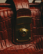 -SPECIAL- “Giorgio Armani” 90’s-00’s Crocodile embossed leather frame bag