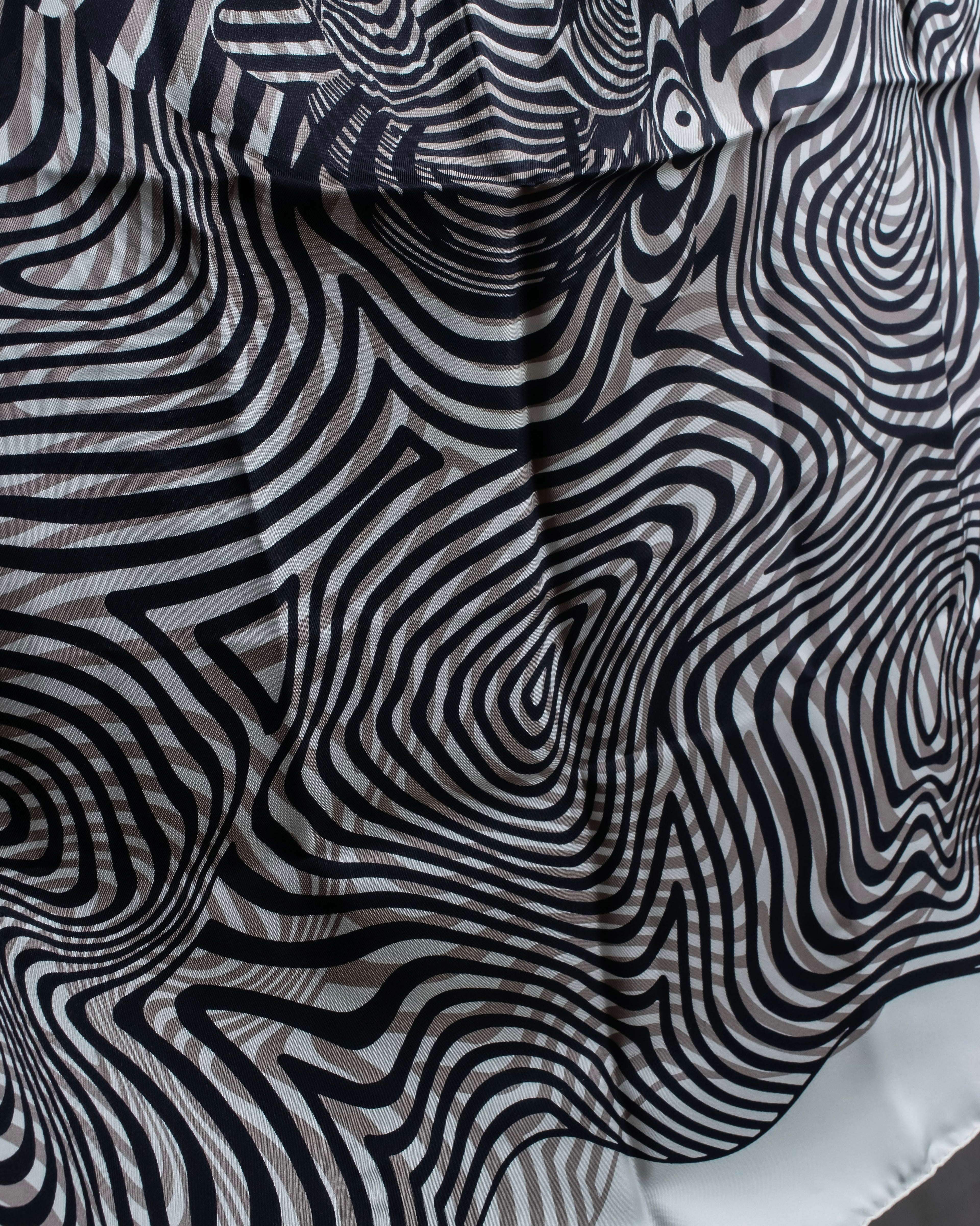 "HERMES" Zebra abstract print Carre 90 silk scarf