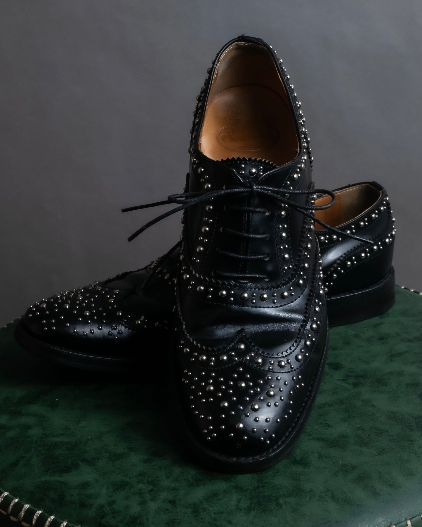 "Church’s" Silver stud design wingtip derby shoes